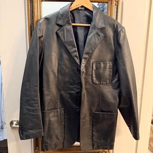 Black Leather Blazer Jacket